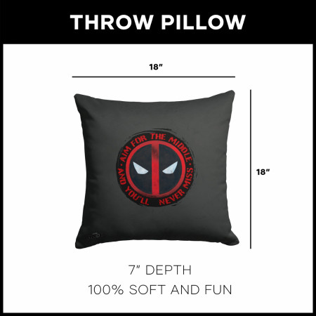 Deadpool Marvel Aim for the Middle Printed 18" Throw Pillow